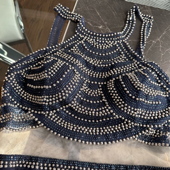 Jolene studded navy blue and silver cocktail dress size 14 - Picture 5 of 7
